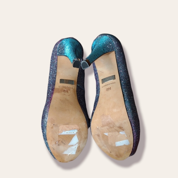 Badgley Mischka Iridescent Sparkle Peep Toe Heels - Picture 9 of 9